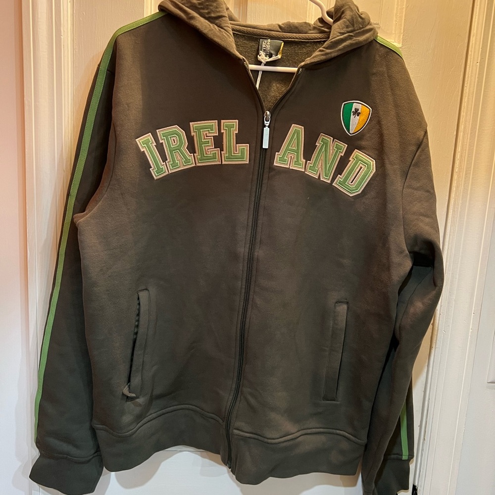 Retro Irish xl olive green full zip Hoodie